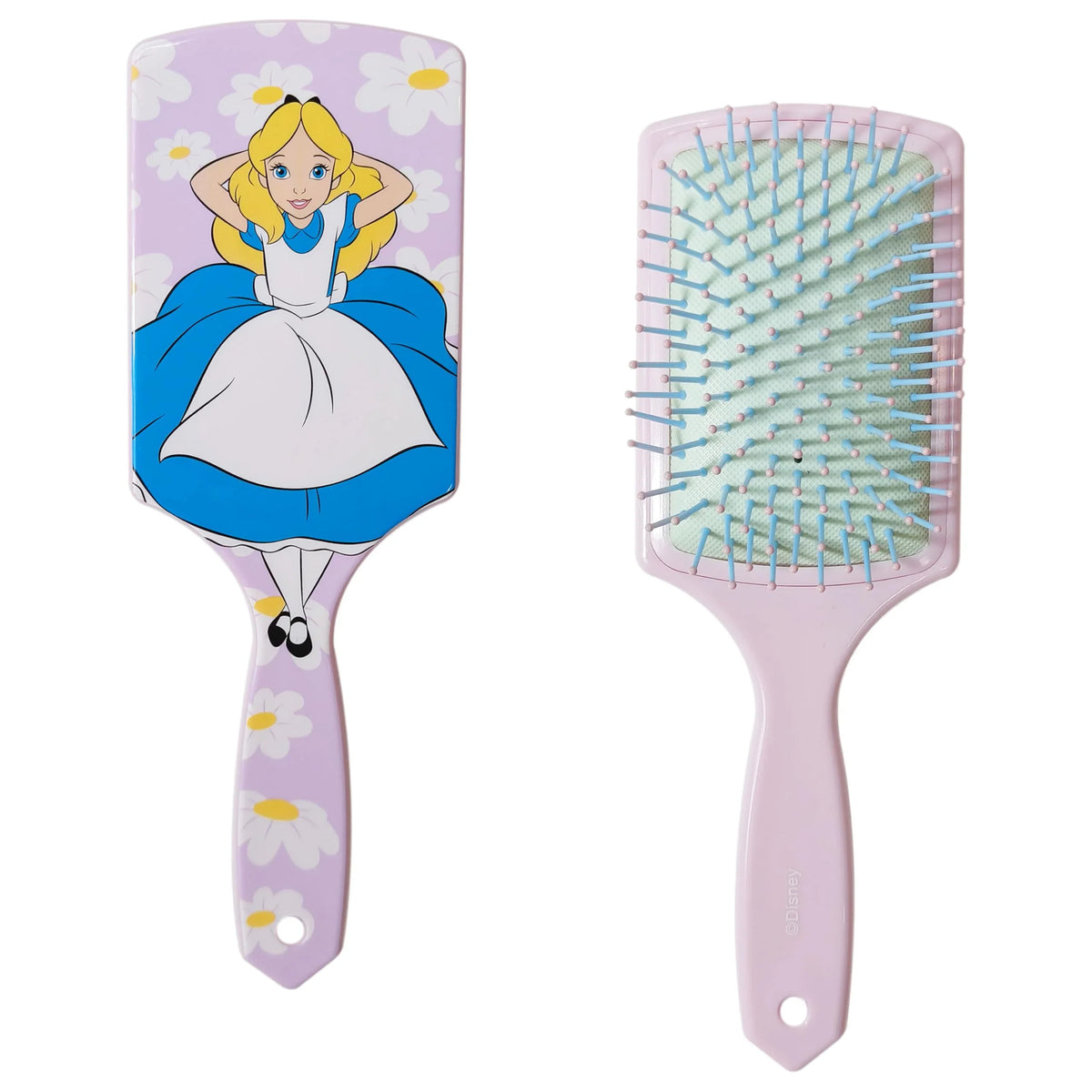 Alice in Wonderland hair brush with floral lavender design, officially licensed Disney accessory