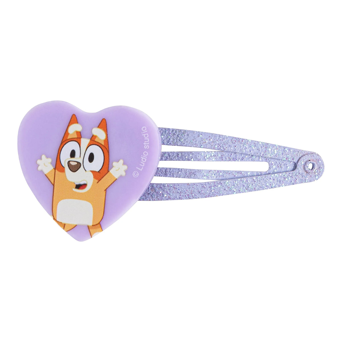 Bluey heart hair clip with glittery purple snap barrette for girls, LuvHer Shop accessory