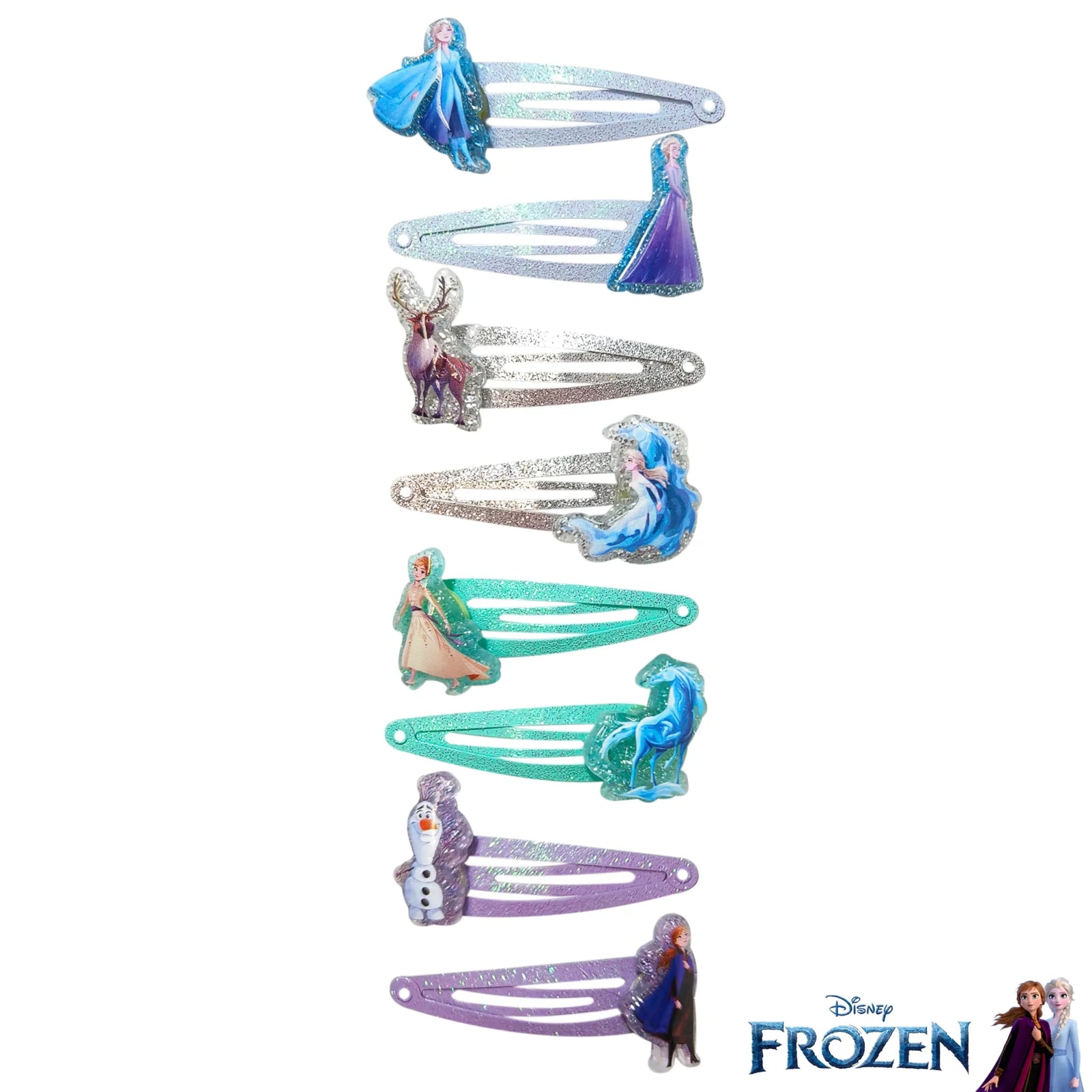Disney Frozen Snap Wheel 8pc hair snap clips pack featuring Elsa, Anna, Olaf from LuvHer Shop
