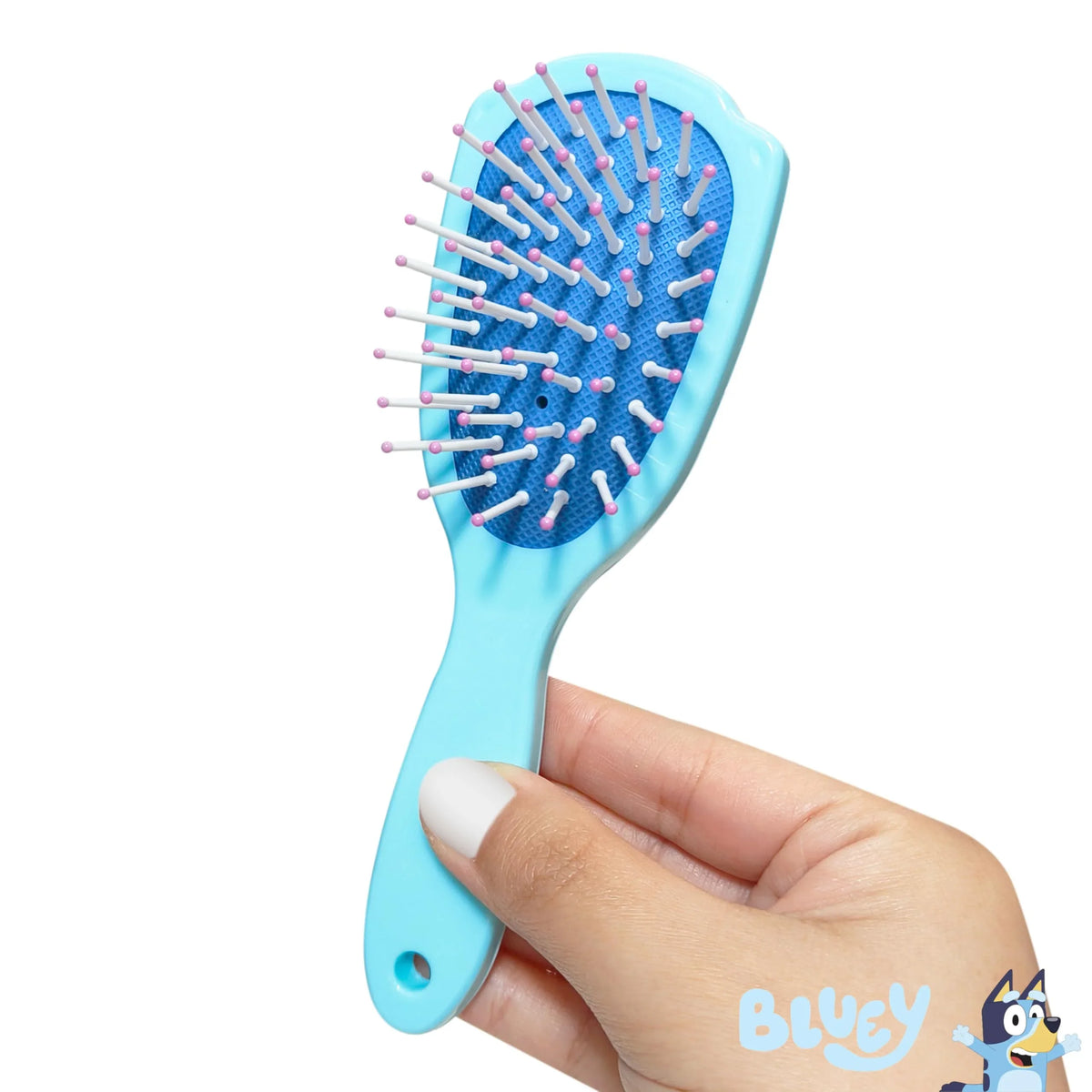 Bluey Hair Brush for girls, light blue kids detangling brush, officially licensed accessory