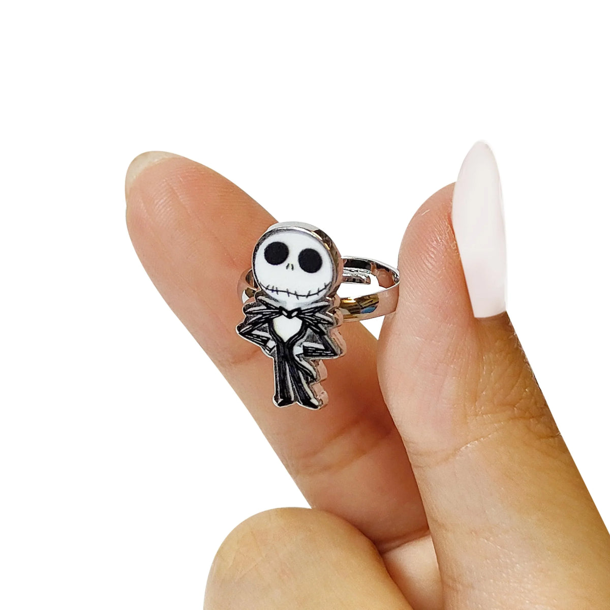 Jack and Sally Gothic Jewelry: 4-Piece Adjustable Rings...
