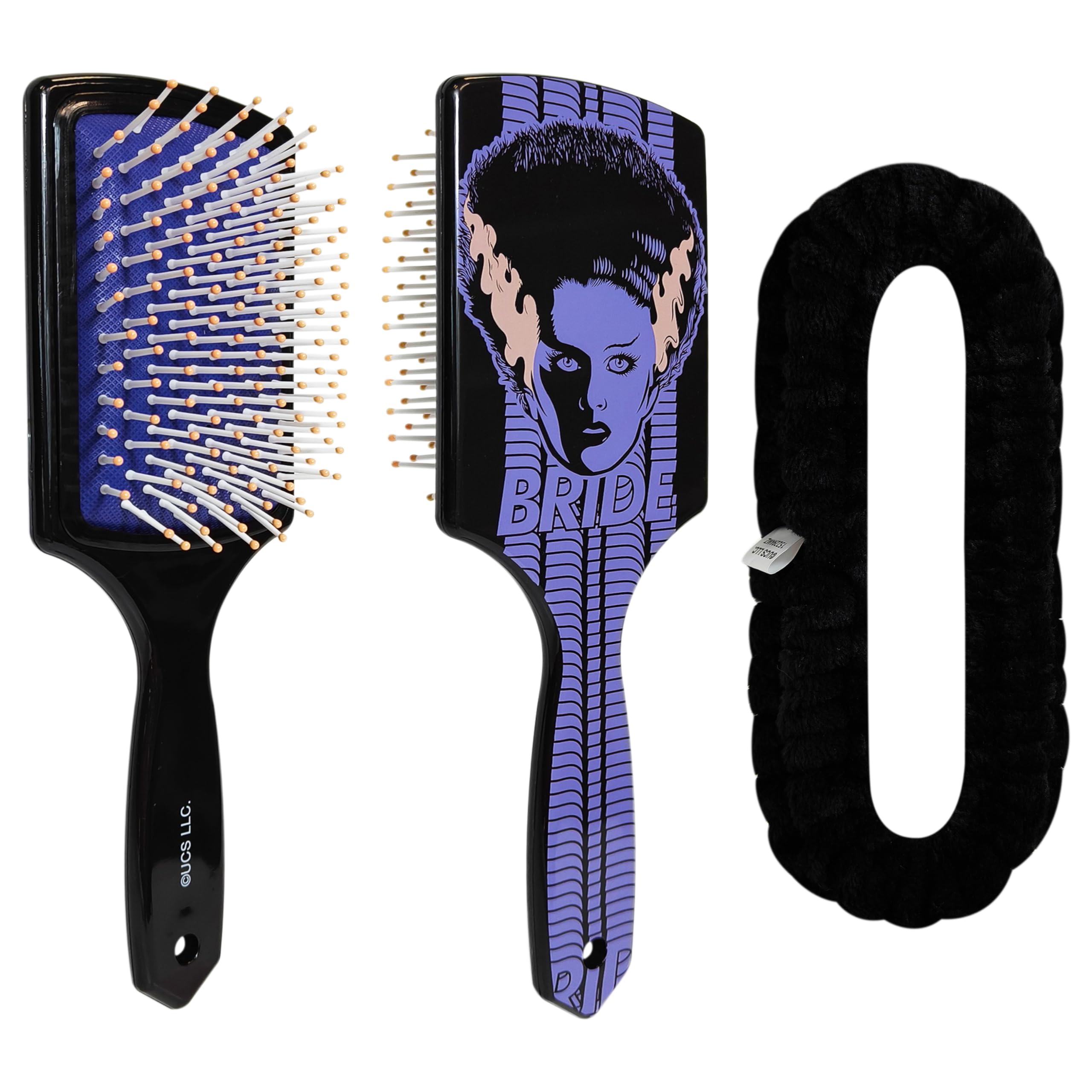LUV HER Kids Hair Brush & Spa Headband Set for Girls - Features Universal Monsters - Fun Grooming Kit for Detangling, Styling & Skincare - Soft & Stretchy One Size