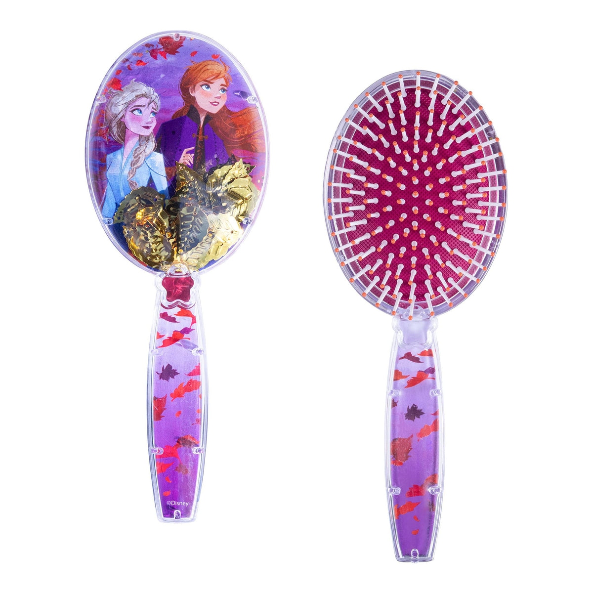 Disney Frozen hair brush for girls featuring Elsa and Anna, purple handle, LuvHer Shop accessory