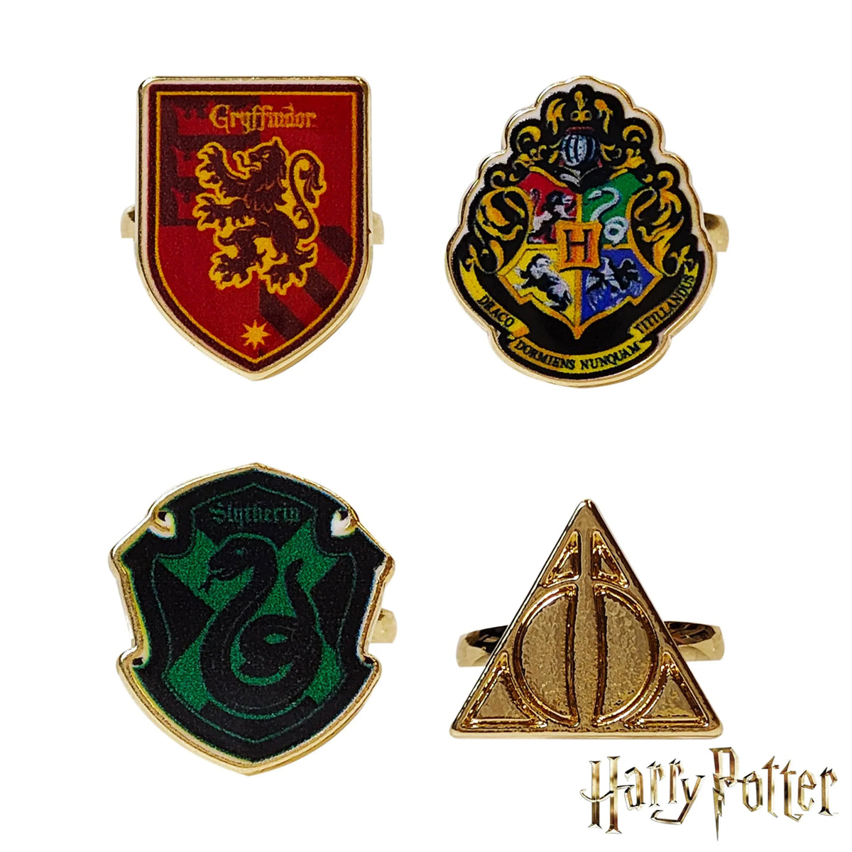 Harry Potter Jewelry: 4-Piece Adjustable Rings with Charms