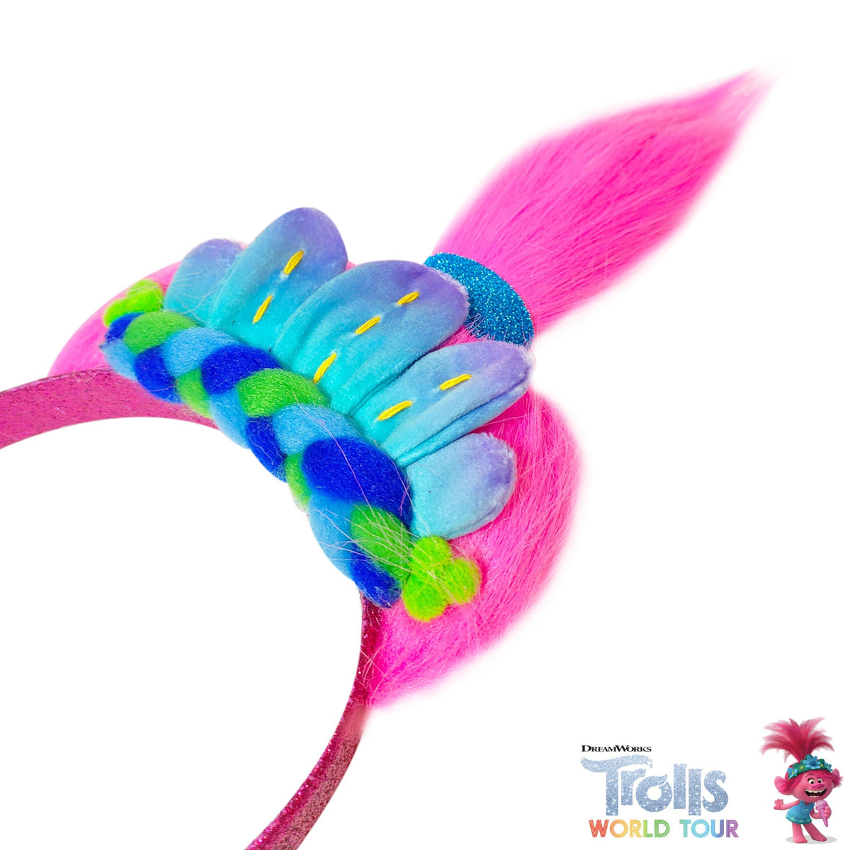 Trolls World Tour Headband with Pink Character Wig