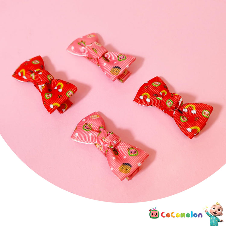 Baby Girl Bows CocoMelon 4 Fully Lined With Soft Fabric Baby Bows Matching Newborn Bows For Girls Small Hair Clips for Baby Girl Hair Accessories Newborn Essentials Must Haves Baby Gifts for Girls - LuvHer Shop