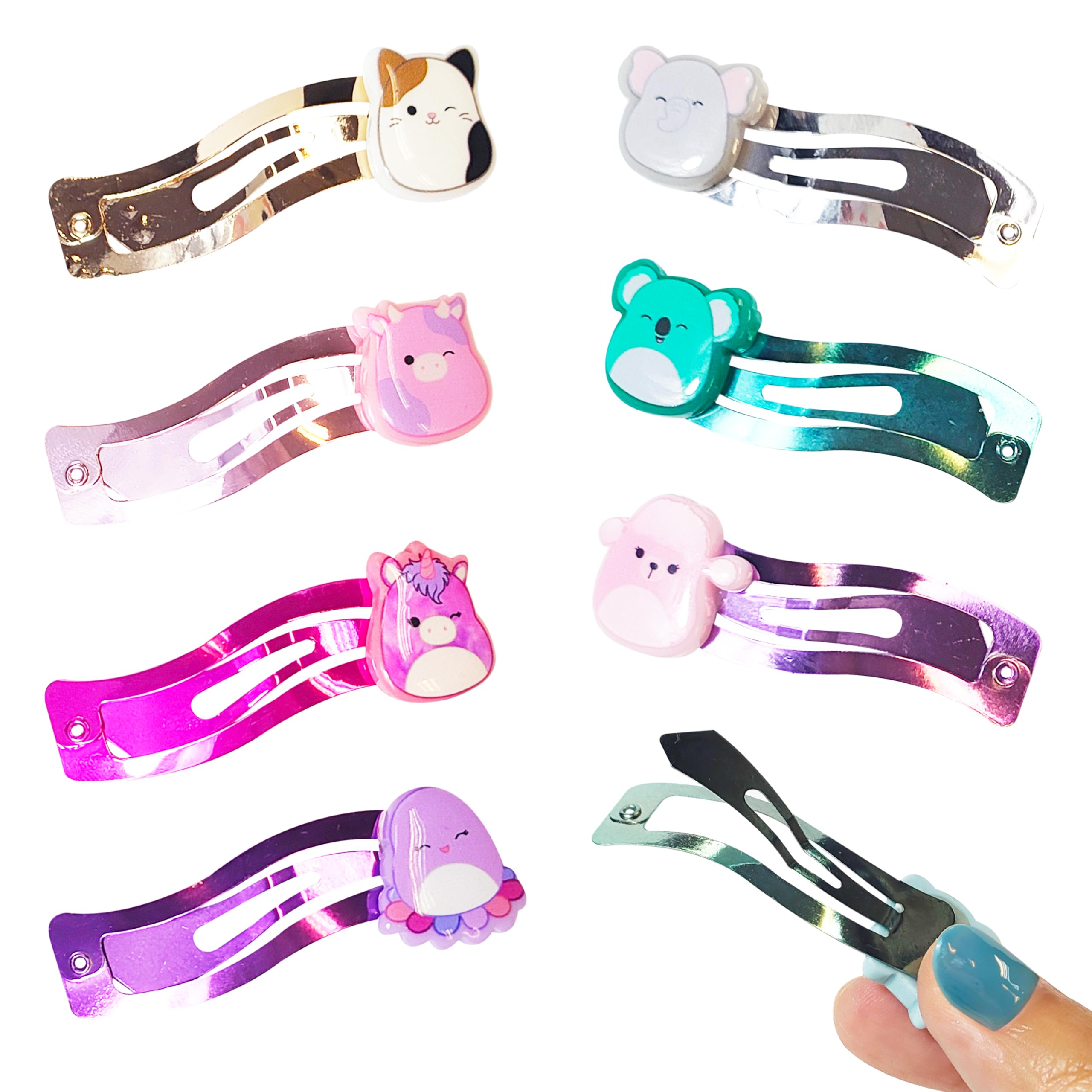 Kids Hair Clips for Girls Squishmallows Snap Clips 8 Pack Multi-ColorAges 3+ - LuvHer Shop