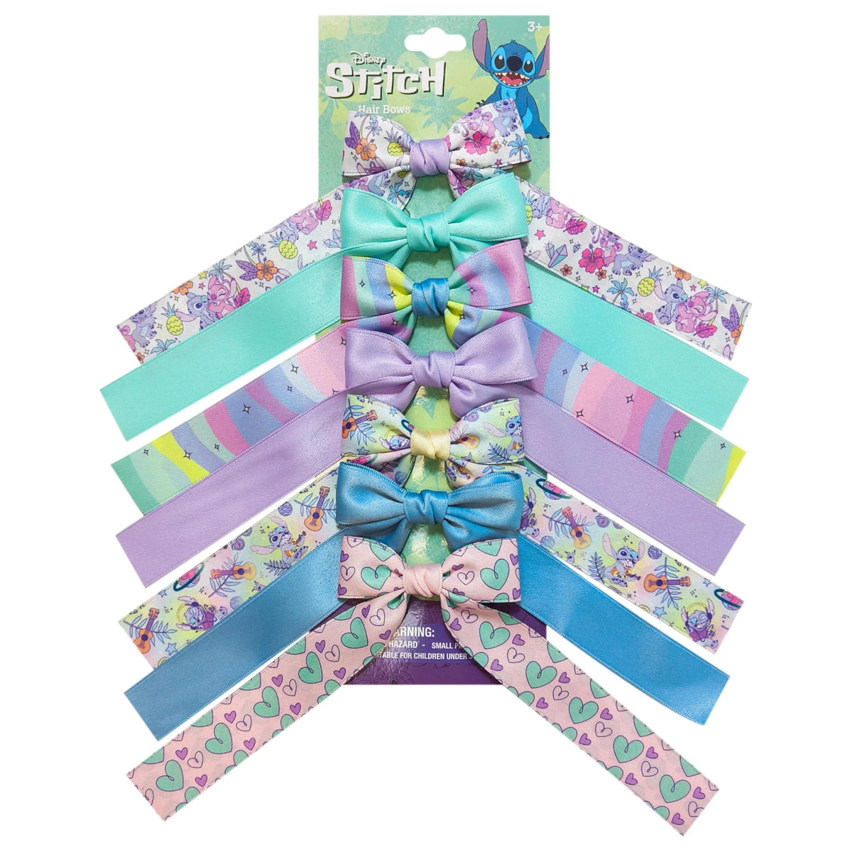 The Stitch Printed Long Tail Hair Bow Set for Girls - Printed...