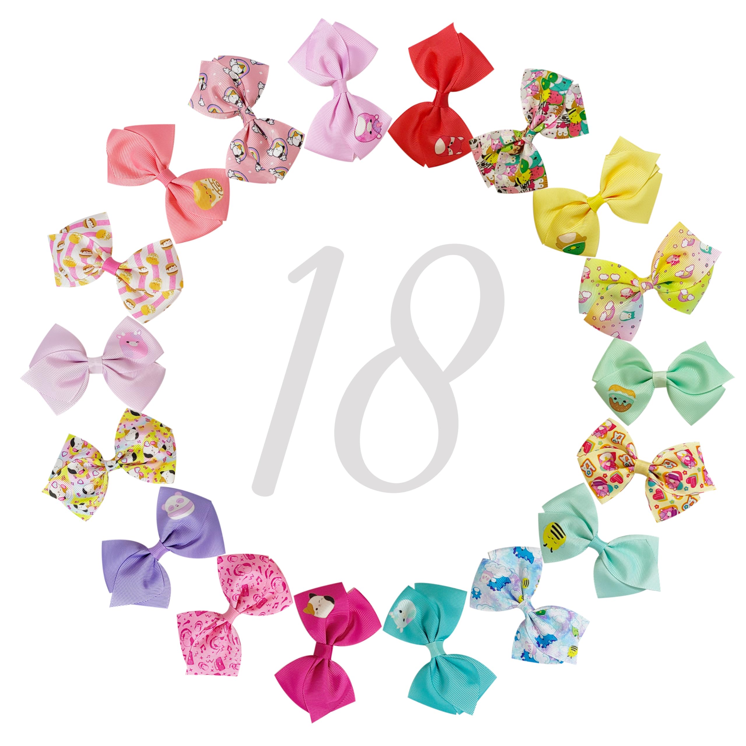 LUV HER Special Squishmallows Hair Accessory for Girls! 18pc Hair Bow with Aligator Clips, age 3+ - LuvHer Shop