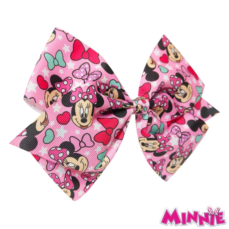 LUV HER Cute Disney Junior Minnie Single Hair Bow For Girls - One Large Printed Hair Bow Featuring your Favorite Character Minnie - Alligator Clip - Birthday Gift for Girls Ages 3+ - LuvHer Shop