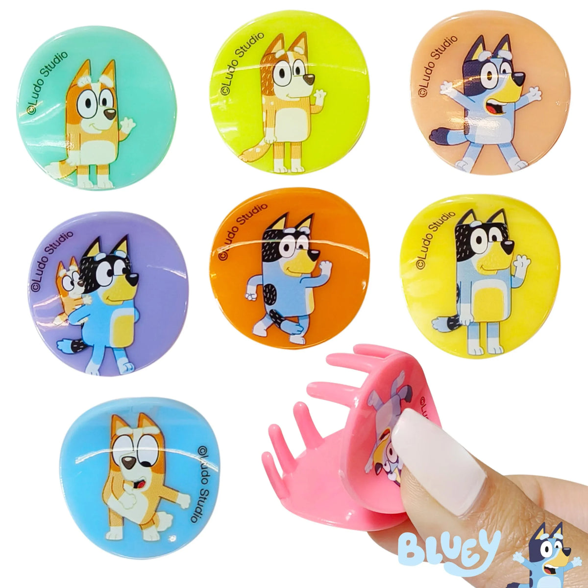 Bluey Hair Claw Clips set with colorful Bluey character designs, official girls' accessories