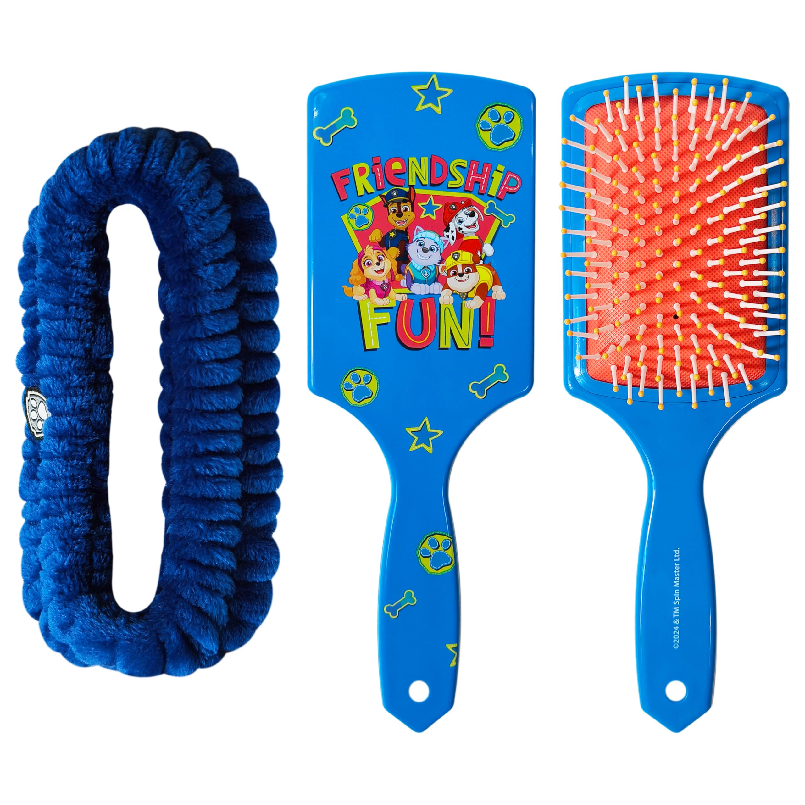 LUV HER Kids Hair Brush & Spa Headband Set for Girls - Features Paw Patrol - Fun Grooming Kit for Detangling, Styling & Skincare - Soft & Stretchy One Size