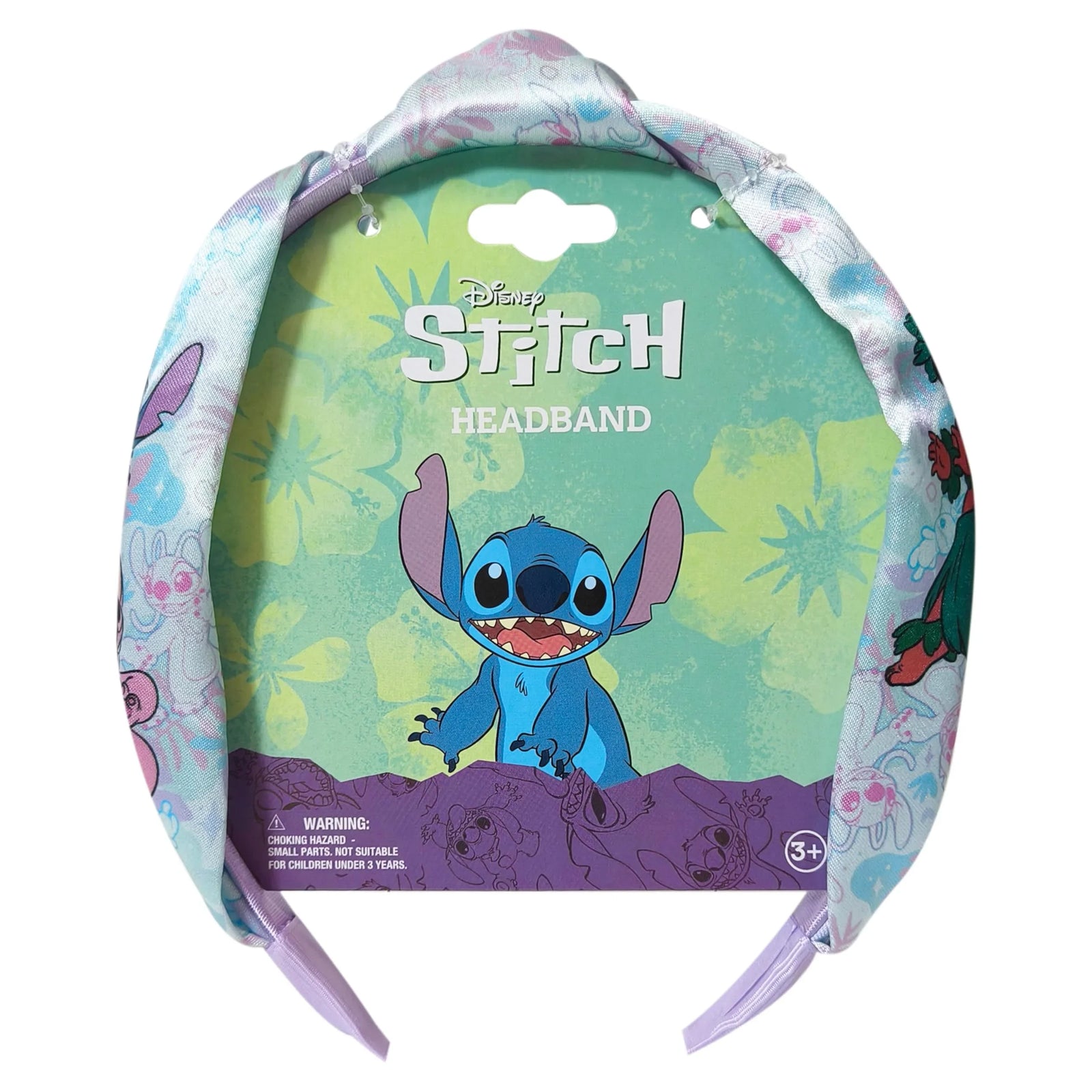 Disney Lilo & Stitch satin headbands with Lilo, Stitch, and Angel characters, pastel colors