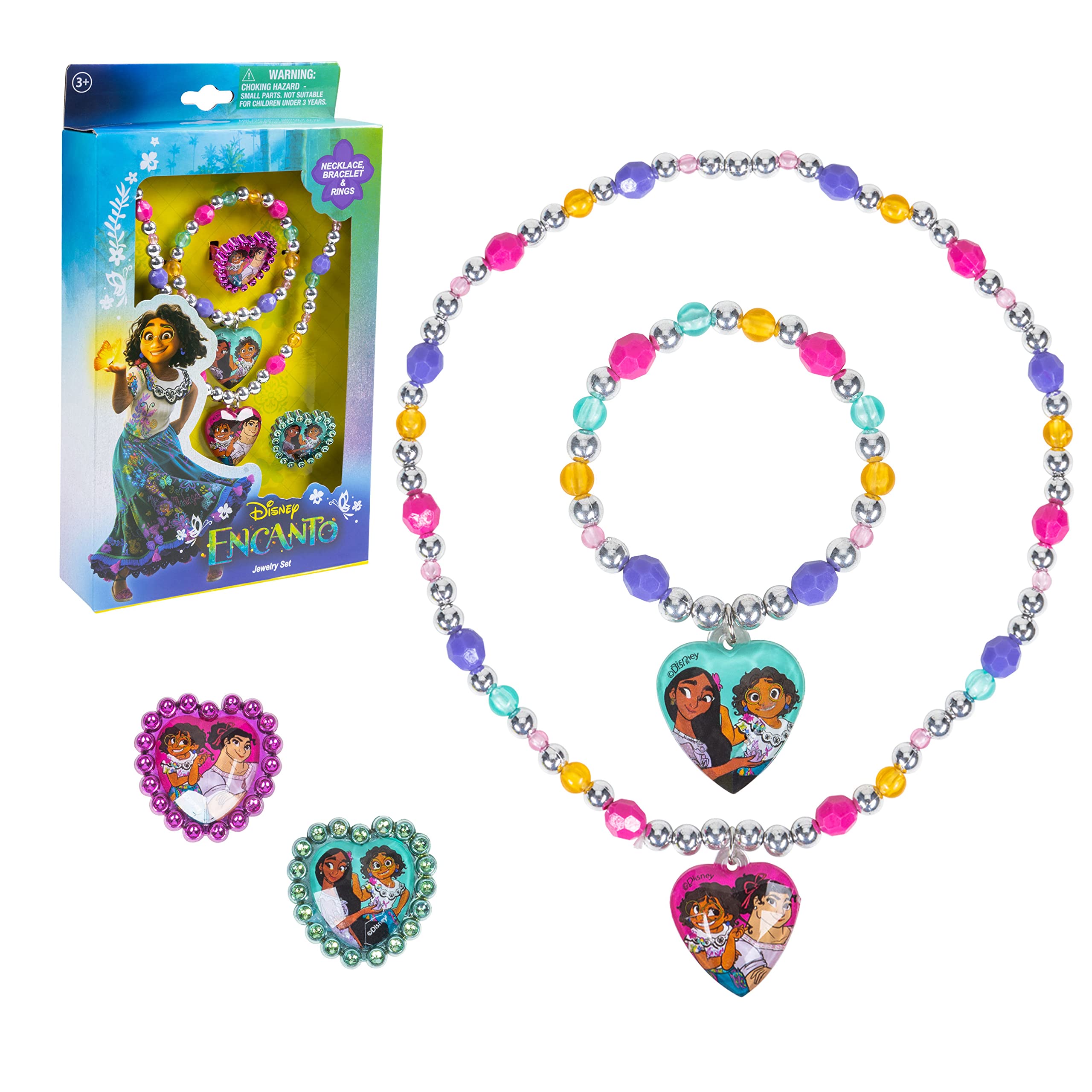 LUV HER Disney Encanto Girls 4 Piece Costume Toy Jewelry Box Set with Silver Rings, Bead Bracelet and Necklace Ages 3+ - LuvHer Shop