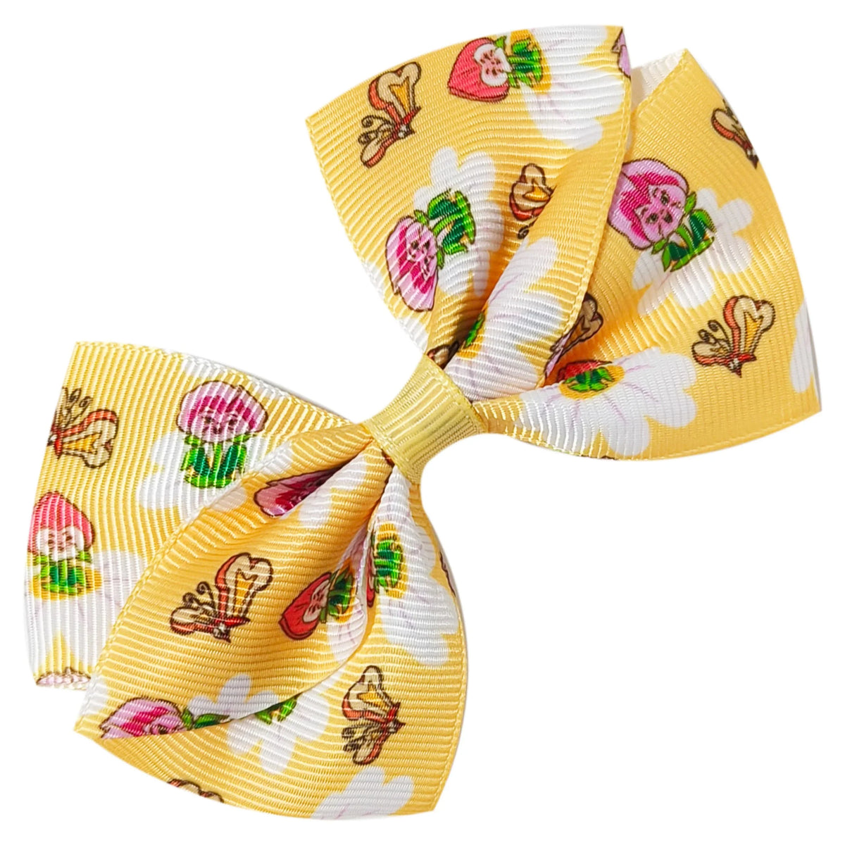 Yellow Bluey Hair Bow with floral and butterfly print, girls' accessory by LuvHer Shop