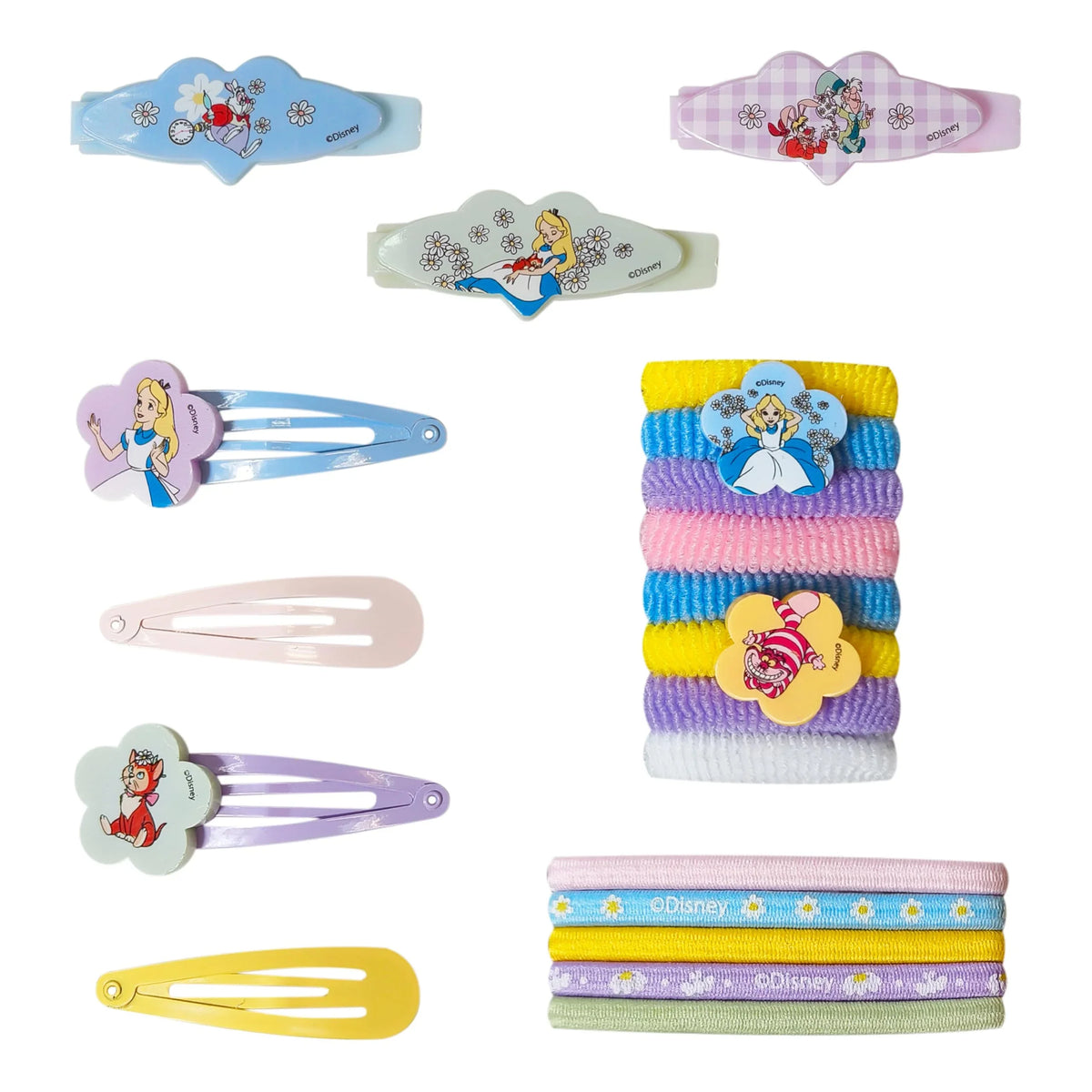 Disney Alice in Wonderland girls hair accessory set with clips and elastic bands, LuvHer Shop