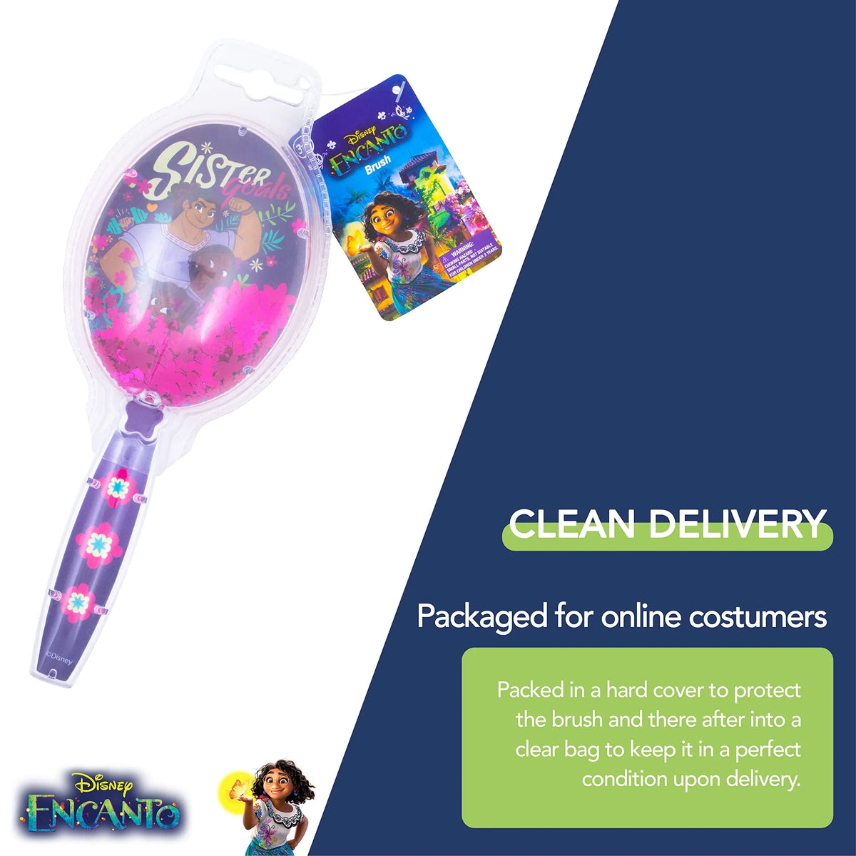 Disney Encanto Sister Goals hair brush in protective packaging, LuvHer Shop accessory