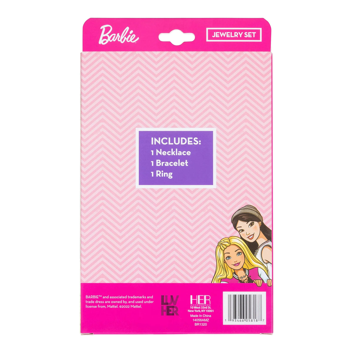 Barbie Girls Jewelry Set - 3 Piece Toy Jewelry Box Set with Bead Necklace, Bracelet, and Ring