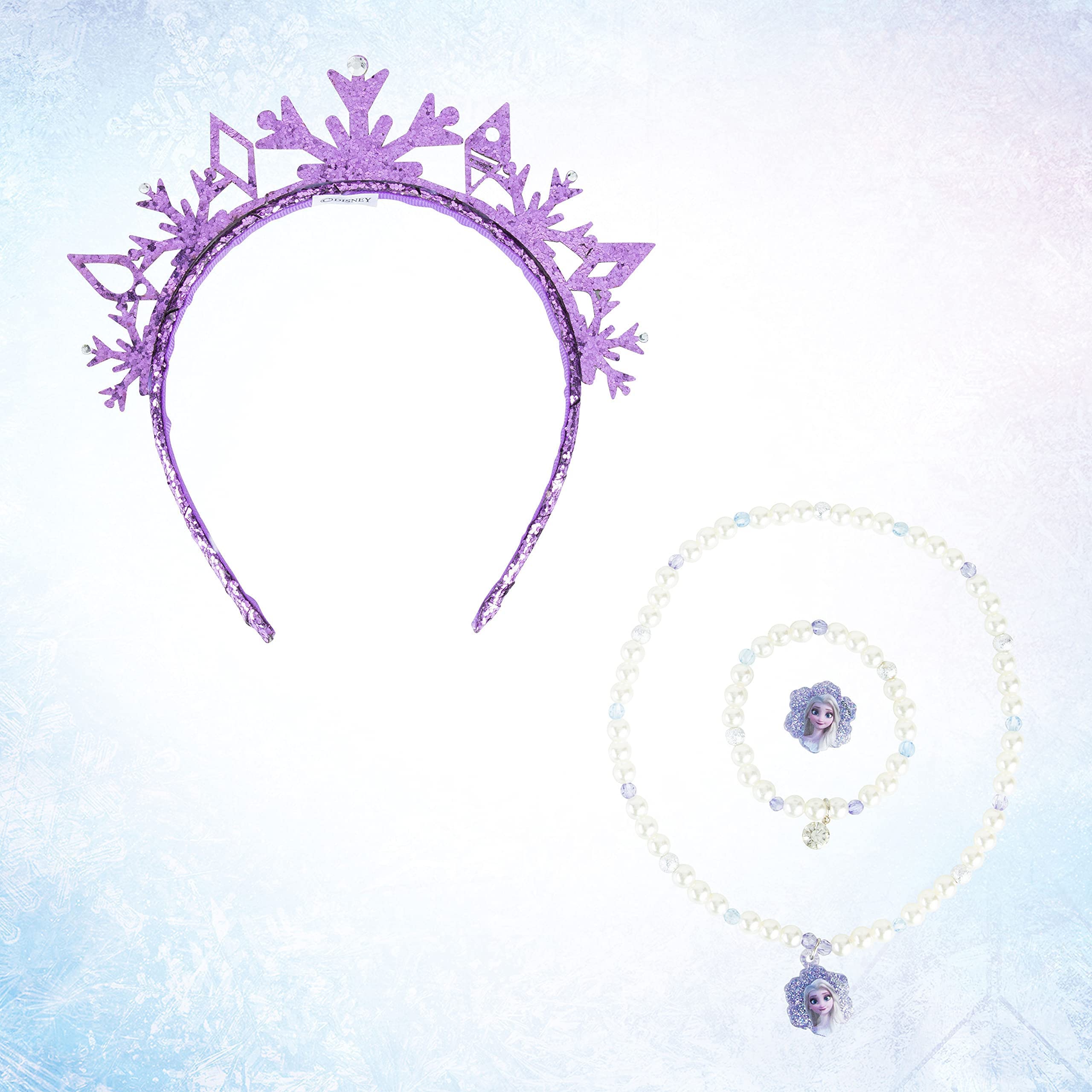 LUV HER Frozen Princess Dress Up Accessory Set - 4 Pcs Jewelry Set - Purple Tiara, Pear Bracelet, Elsa Necklace, Elsa Ring - Giftable Box - Birthday & Holiday Gifts For Girls - Ages 3+ - LuvHer Shop