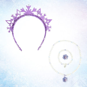 LUV HER Frozen Princess Dress Up Accessory Set - 4 Pcs Jewelry Set - Purple Tiara, Pear Bracelet, Elsa Necklace, Elsa Ring - Giftable Box - Birthday & Holiday Gifts For Girls - Ages 3+ - LuvHer Shop