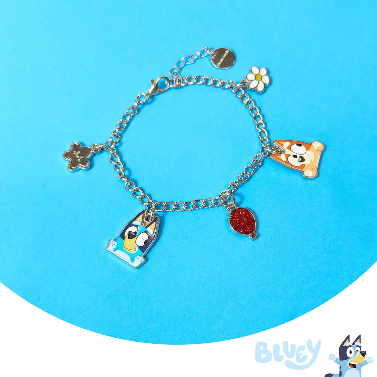 Bluey Charm Bracelet with cartoon charms on silver chain, LuvHer Shop girls' accessories