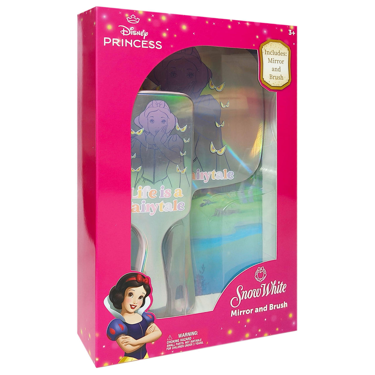 Disney Princess Snow White Mirror and Brush set in pink gift box, girls' accessory from LuvHer Shop