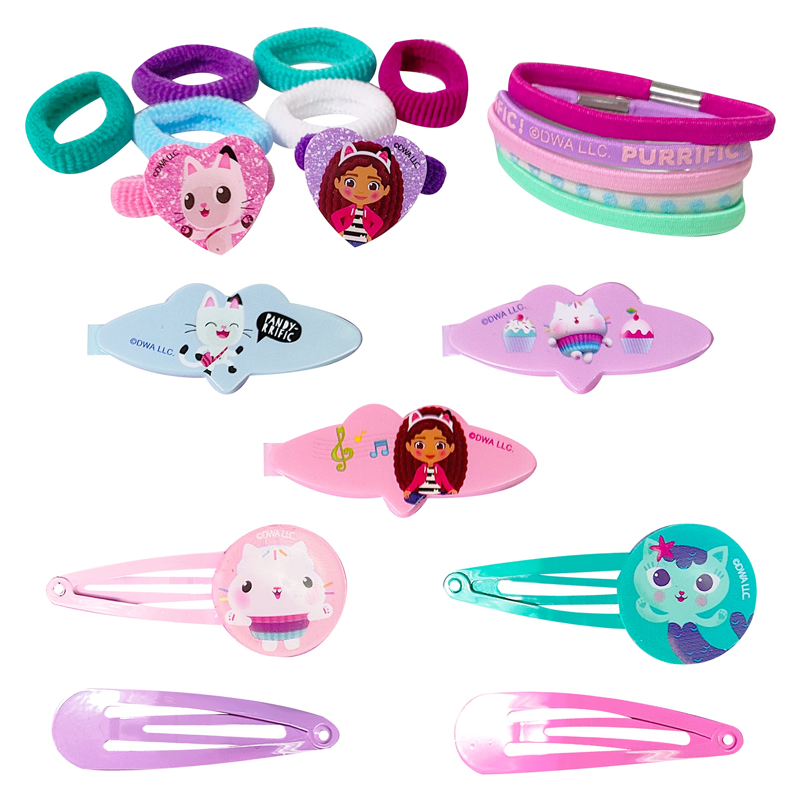 Luv Her Girls 20 Piece Accessory Set with 3 Barrettes, 4 Snap Hair Clips, 5 Elastics and 8 Terry Ponies - Ages 3+ - LuvHer Shop