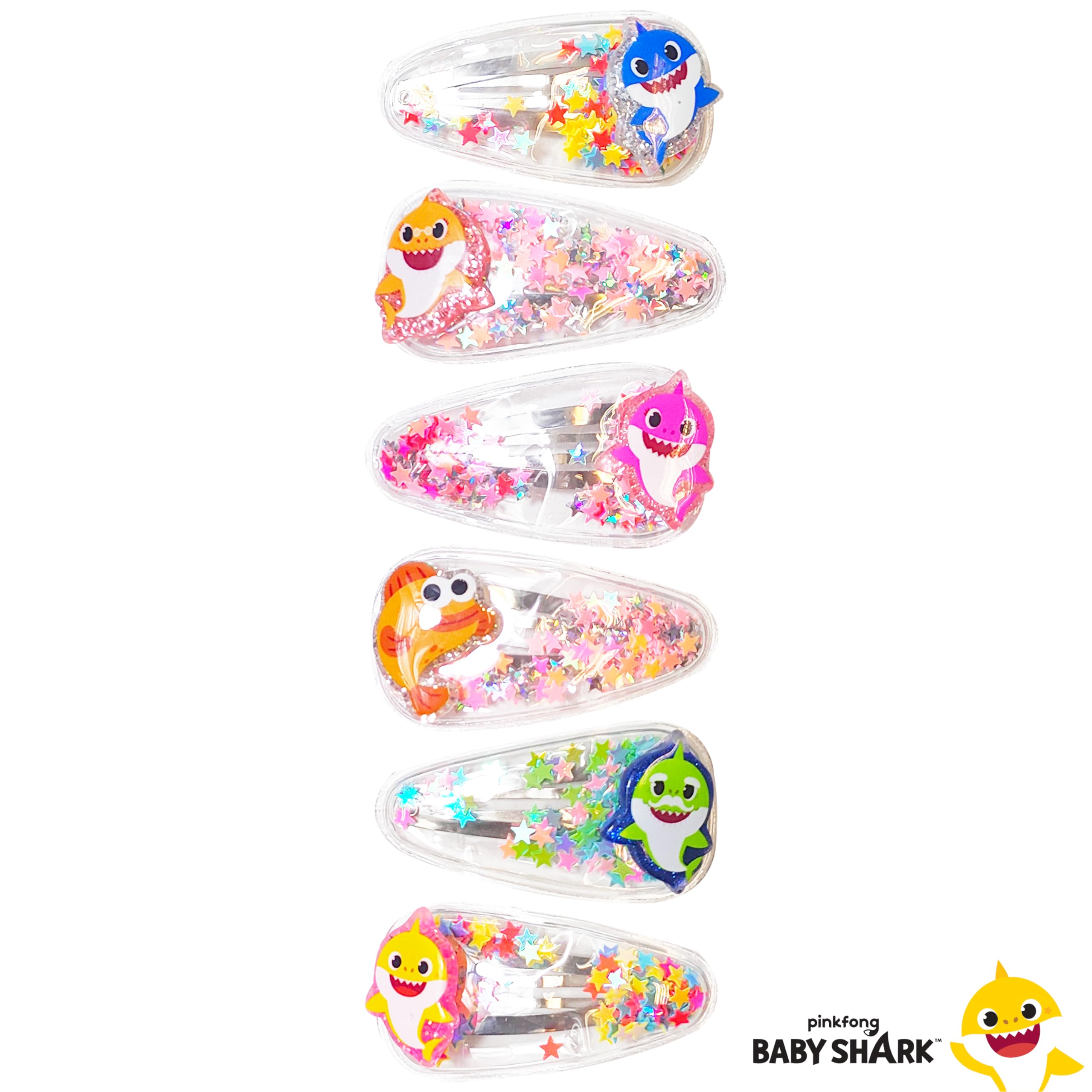 LUV HER Baby Shark Hair Clips For Girls, 6pc Cute Hair Clips With Favorite Babyshark Character Charms, Magical Confetti Hair Clips for Kids Toddler Hair Accessories Ages 3+ - LuvHer Shop