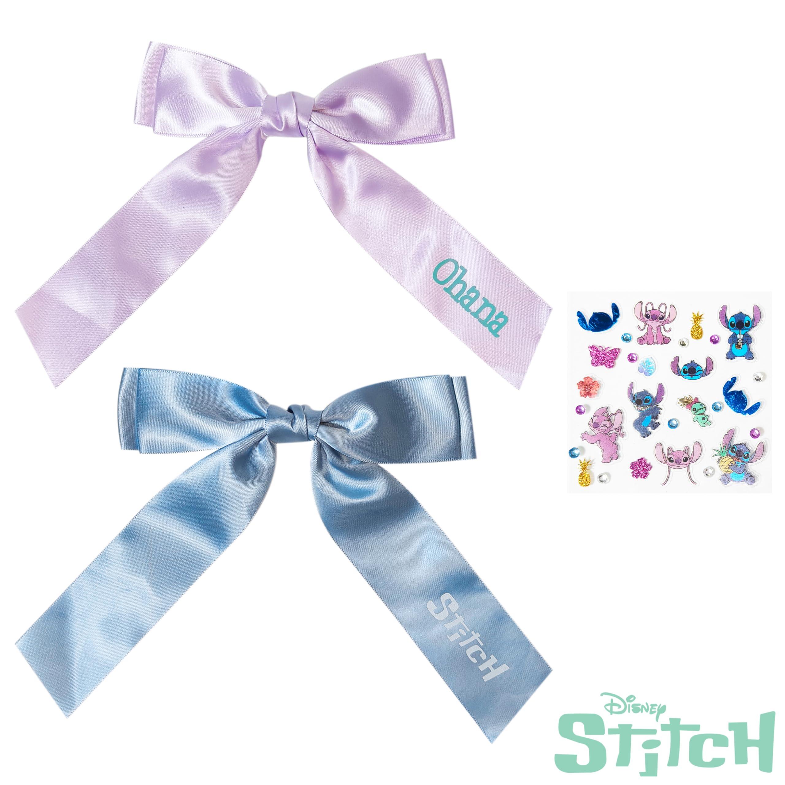 The Stitch Long Tail Hair Bow Set for Girls – Pink & Blue...