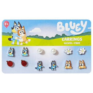 LUV HER Jewelry: 6 Pair of Bluey Hypoallergenic Earrings for Girls 4 Stud Earrings One Size Fits All Birthday Gifts For Girls Disney Accessories for Girls Ages 4+ - LuvHer Shop