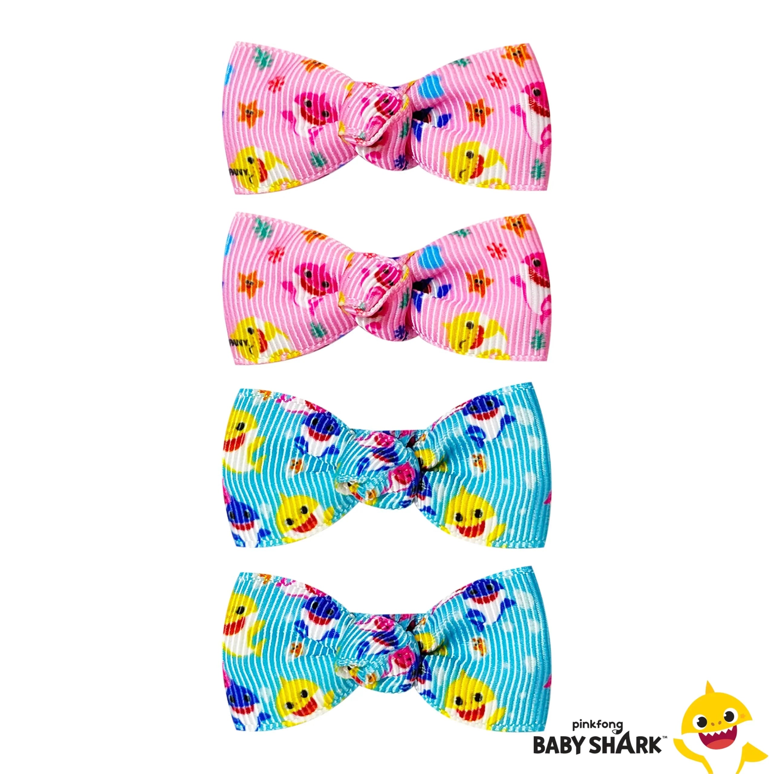 Baby Girl Shark Printed Bows & Hair Clips - 4 Fully Lined...