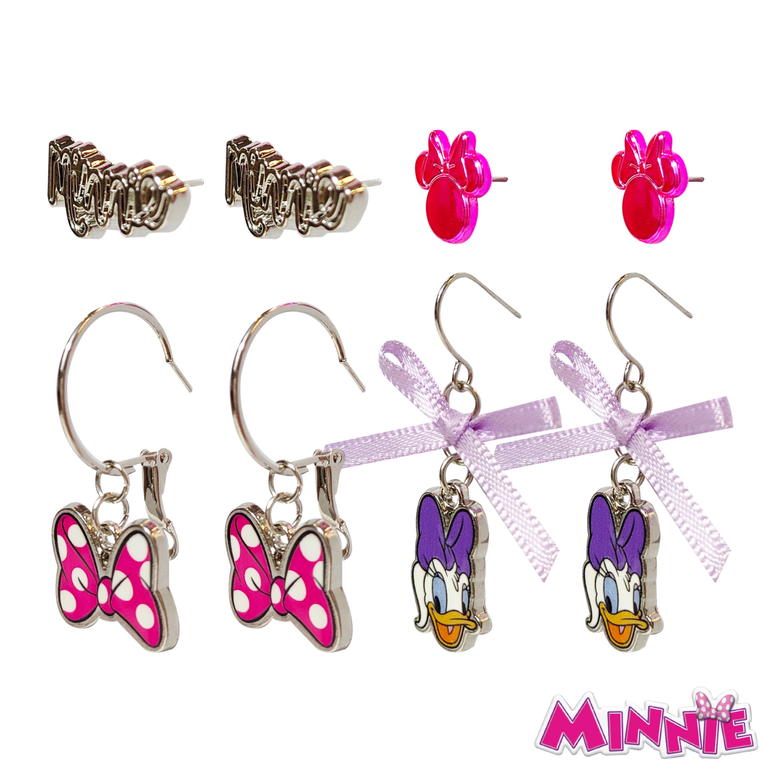 Disney Earrings 4 Disney Hypoallergenic Earrings for Girls 2 Stud Earrings 2 Fishhook Drop Cute Earrings with Charms One Size Fits All Fun Disney Earrings for Women Disney Accessories for Girls Age 4+ - LuvHer Shop