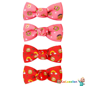 Baby Girl Bows CocoMelon 4 Fully Lined With Soft Fabric Baby Bows Matching Newborn Bows For Girls Small Hair Clips for Baby Girl Hair Accessories Newborn Essentials Must Haves Baby Gifts for Girls - LuvHer Shop