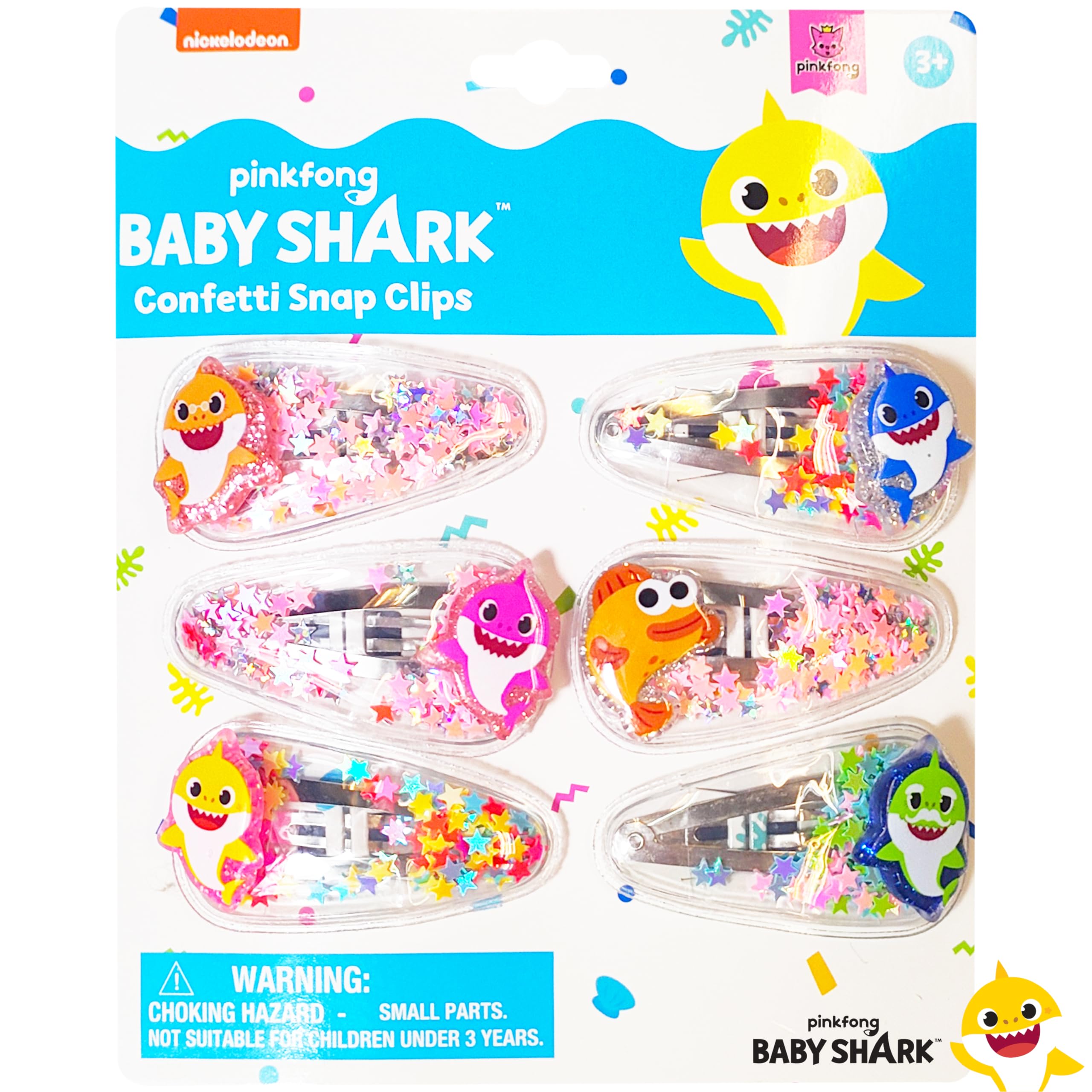 LUV HER Baby Shark Hair Clips For Girls, 6pc Cute Hair Clips With Favorite Babyshark Character Charms, Magical Confetti Hair Clips for Kids Toddler Hair Accessories Ages 3+ - LuvHer Shop