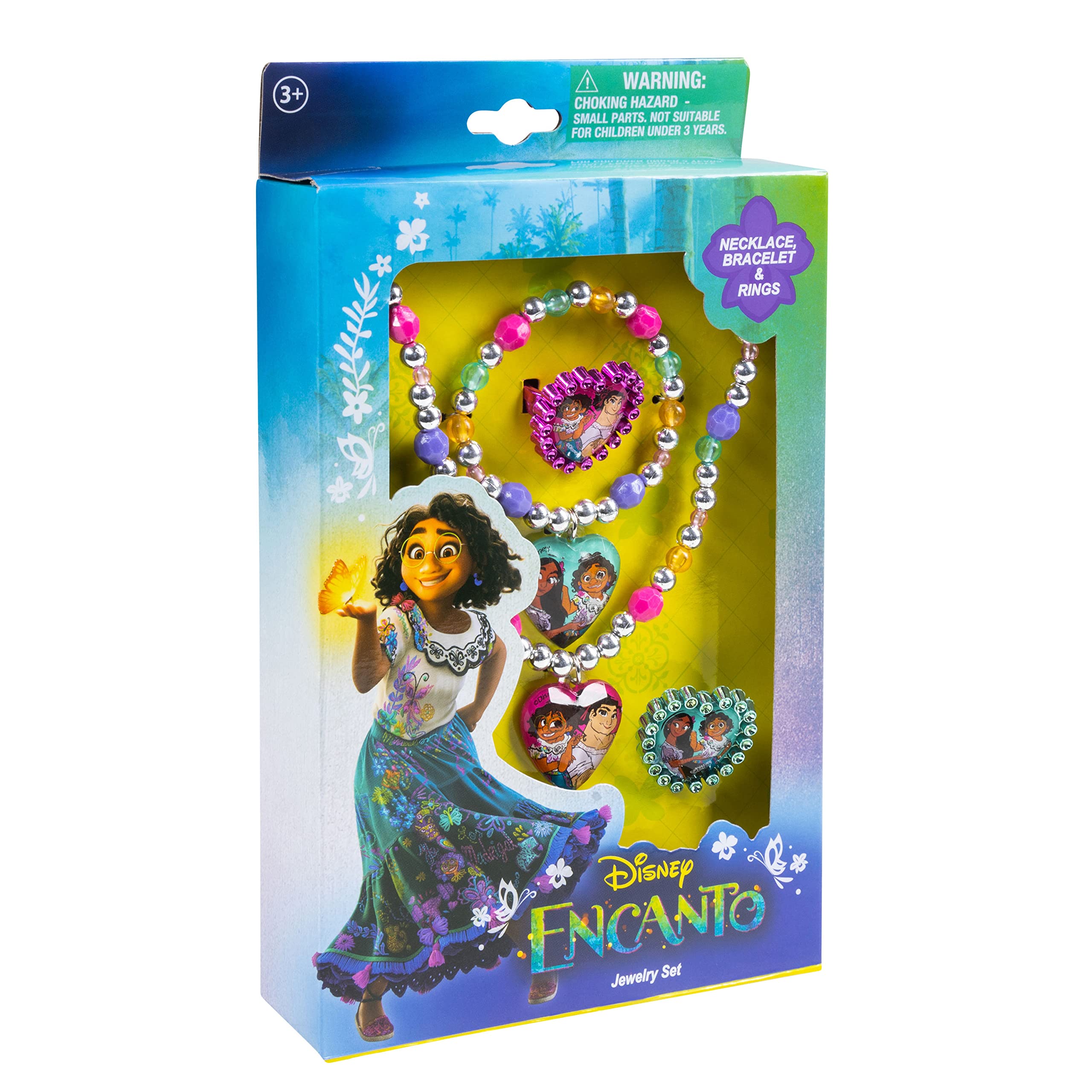 LUV HER Disney Encanto Girls 4 Piece Costume Toy Jewelry Box Set with Silver Rings, Bead Bracelet and Necklace Ages 3+ - LuvHer Shop