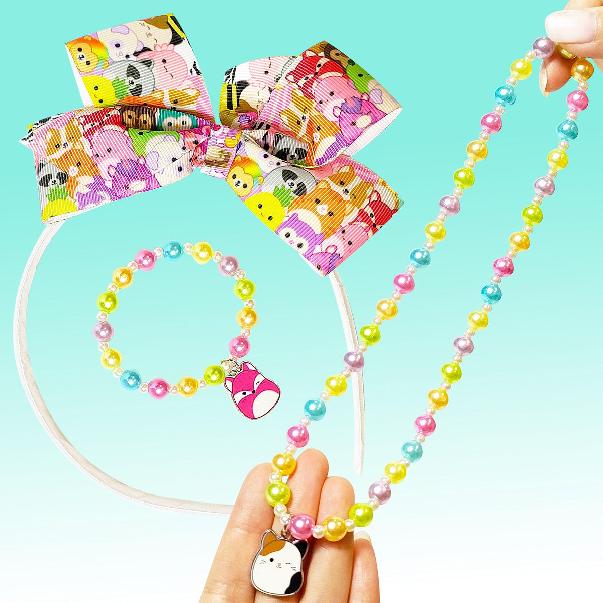 Squishmallow Cute Hair Accessory and Jewelry Set