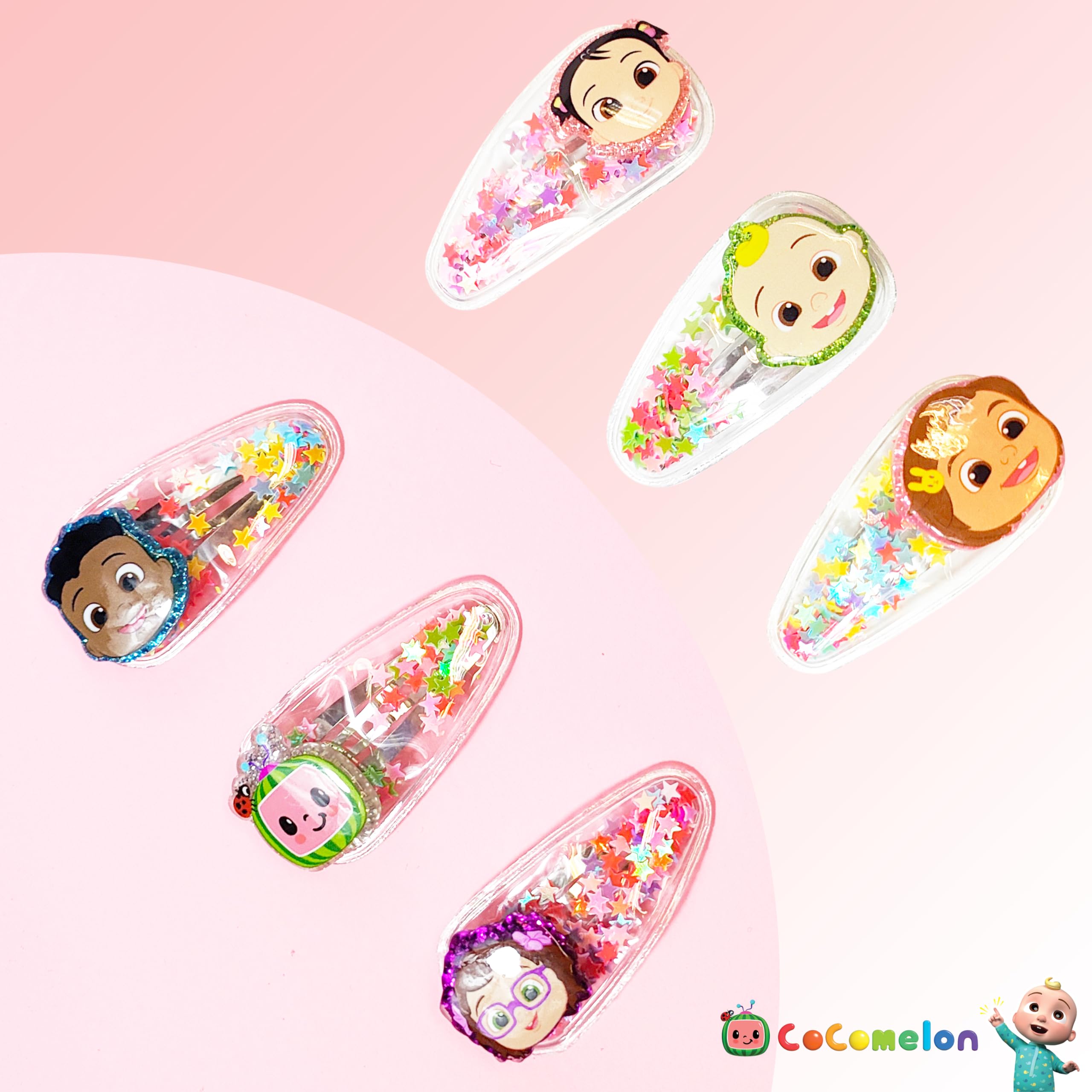 LUV HER Cocomelon Hair Clips For Girls, 6pc Magical Confetti Hair Clips with Favorite Cocomelon Character Charms, Ages 3+ - LuvHer Shop