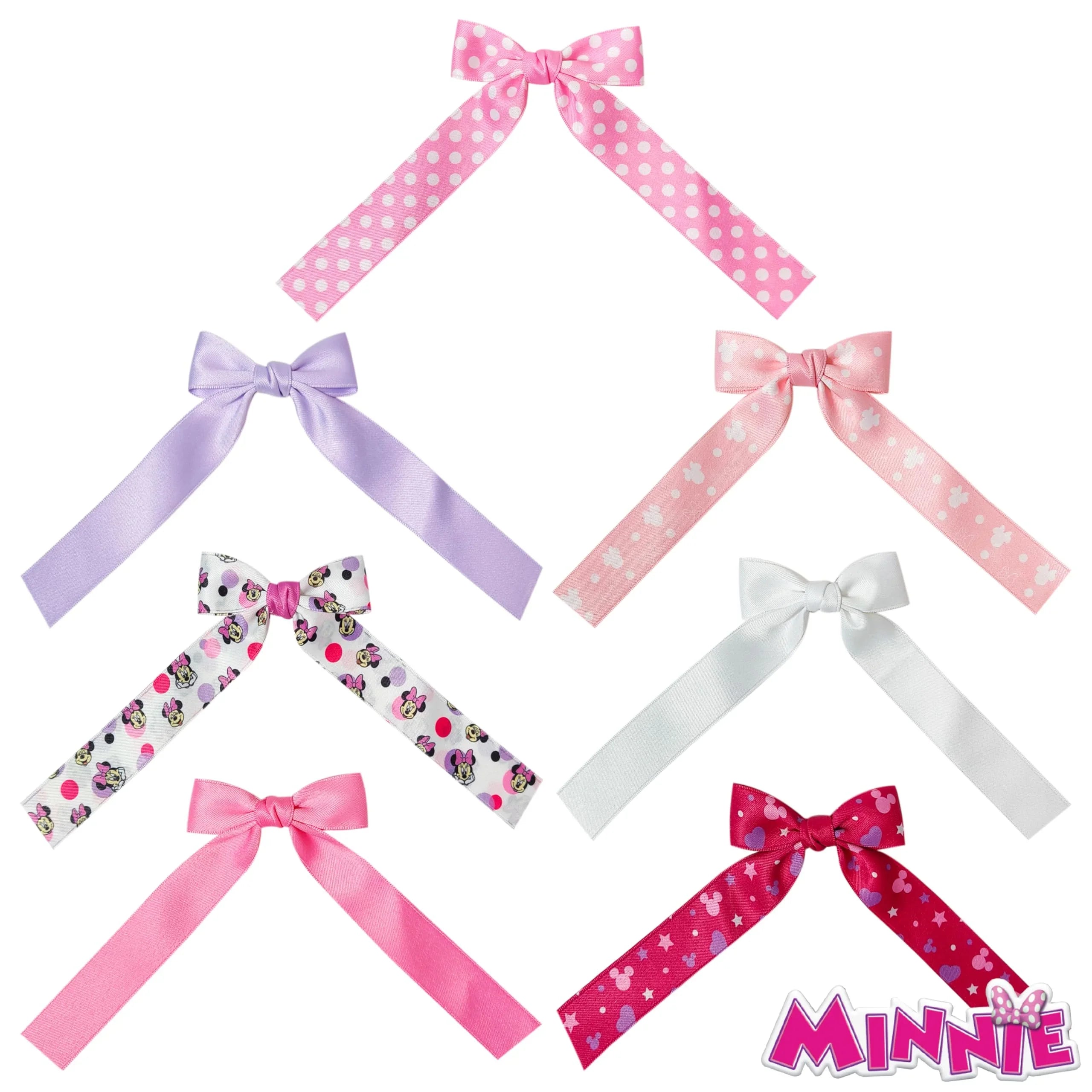 Disney Minnie Printed Long Tail Hair Bow Set for Girls –...