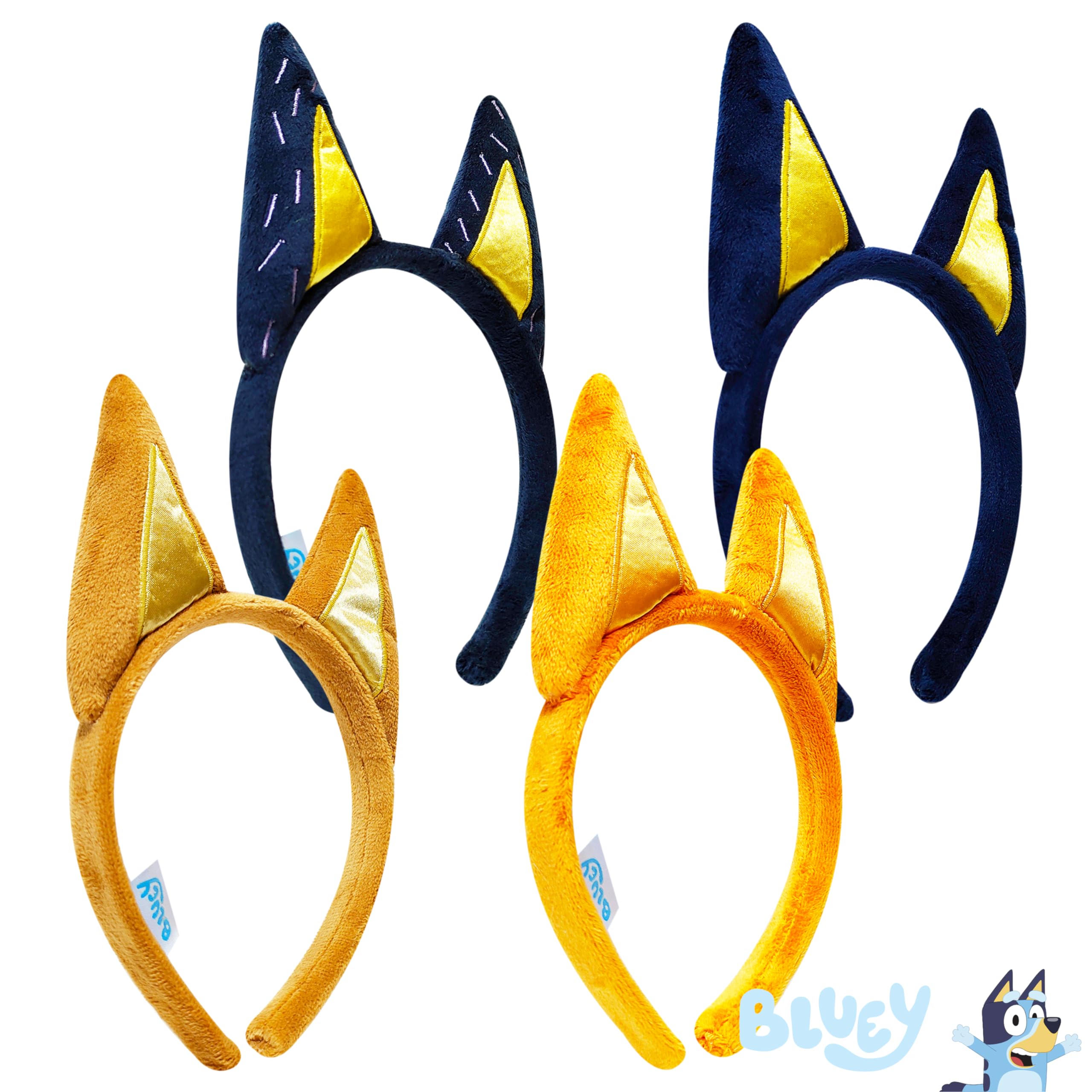 LUV HER Bluey Party Supplies - 4pc Animal Costume Ears Headband, Plush Soft Ears, Elastic Family Headbands for Halloween, Birthday, Play Day - LuvHer Shop