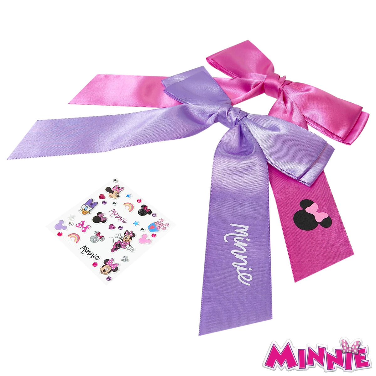 Disney Minnie Mouse Long Tail Hair Bow Set for Girls – Pink &...