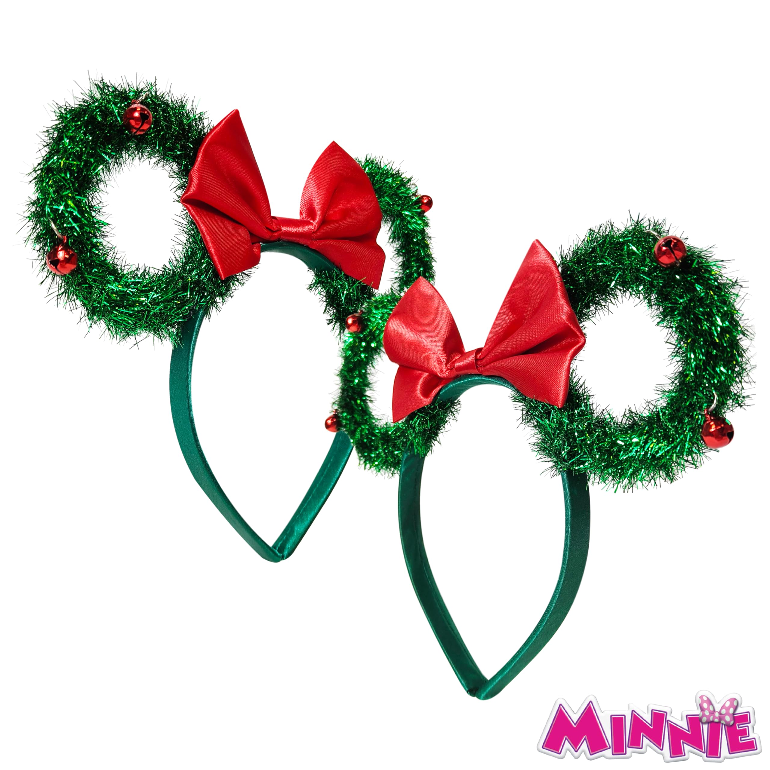 LUV HER Disney Minnie Mouse Ears Christmas Tinsel and Jingle Bells Headband for Girls, Ages 3+ - LuvHer Shop