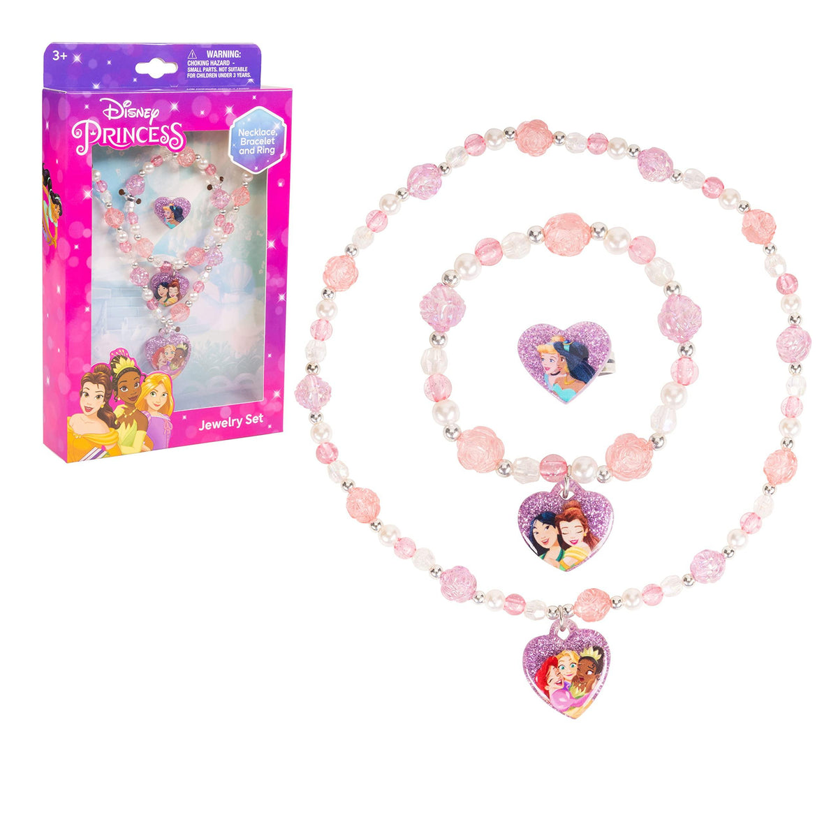 Disney Princess - Girls Play Jewelry Set with Beaded Necklace