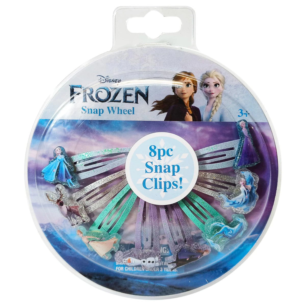 Disney Frozen Snap Wheel 8pc hair snap clips pack featuring Elsa, Anna, Olaf from LuvHer Shop