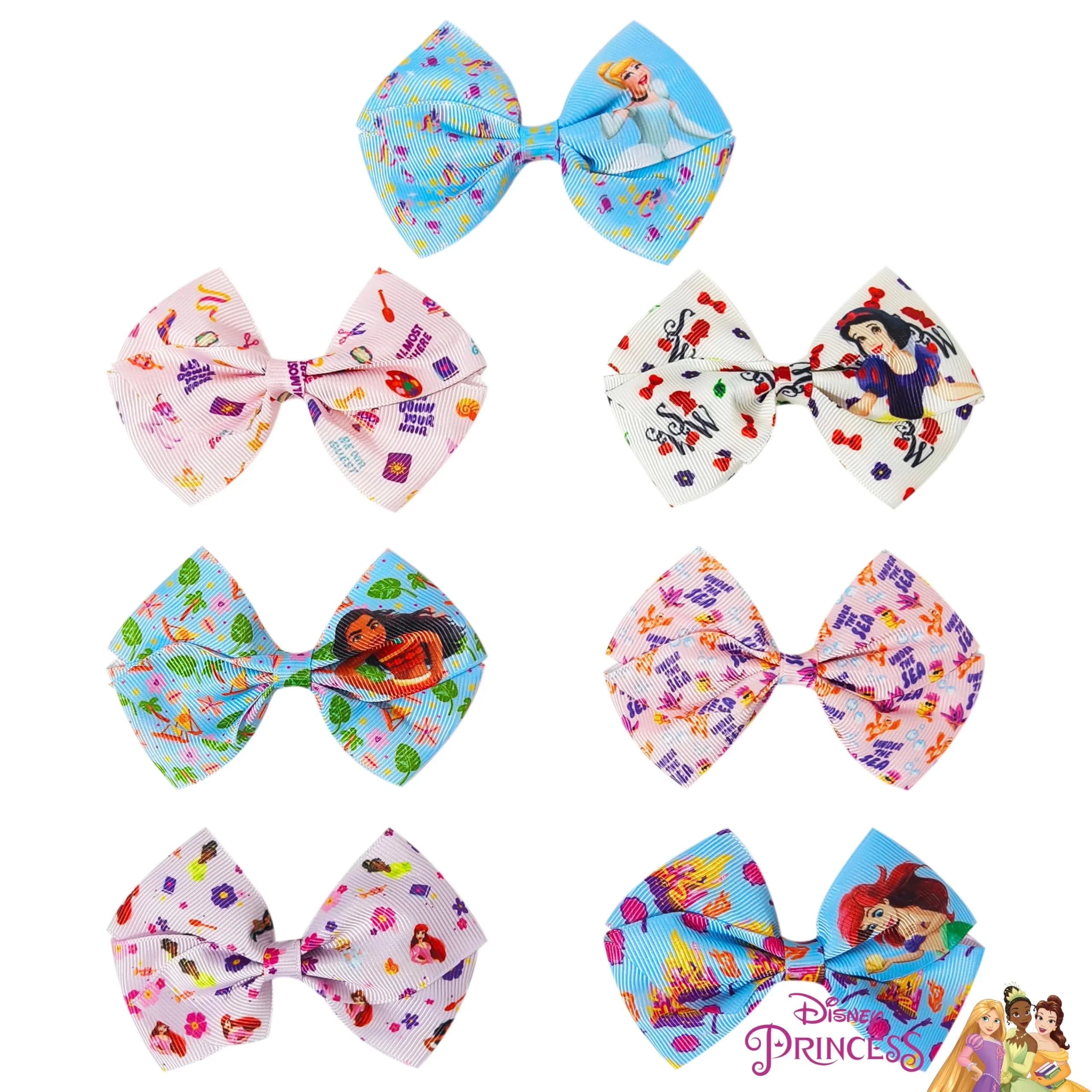 Disney Princess Printed Girls' Hair Bows - 7 Pack