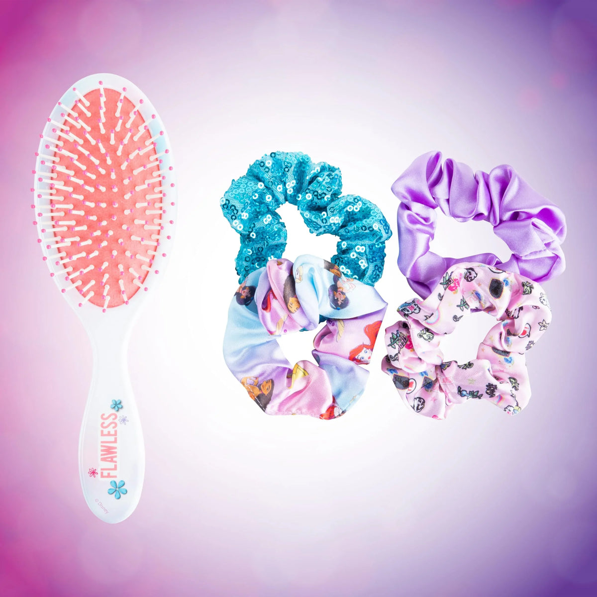 Disney Princess Flawless brush and colorful scrunchies hair accessories for girls