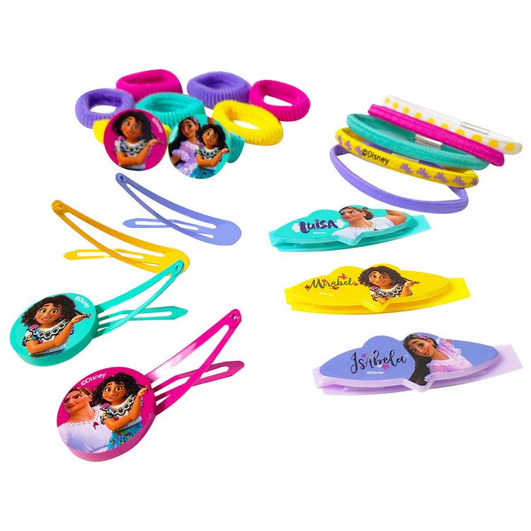 Luv Her Encanto Girls 20 Piece Accessory Set with 3 Barrettes, 4 Snap Hair Clips, 5 Elastics and 8 Terry Ponies - Ages 3+ - LuvHer Shop