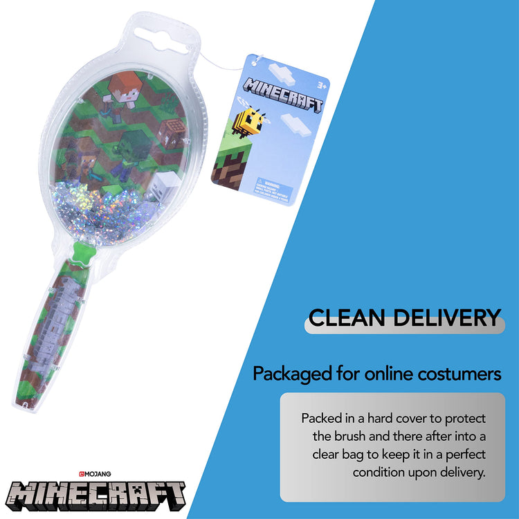 Minecraft Hair Brush with Magical Sparkling Cubes - Confetti Hair Brush, Green - Boys Hair Brush Ages 3+ - LuvHer Shop