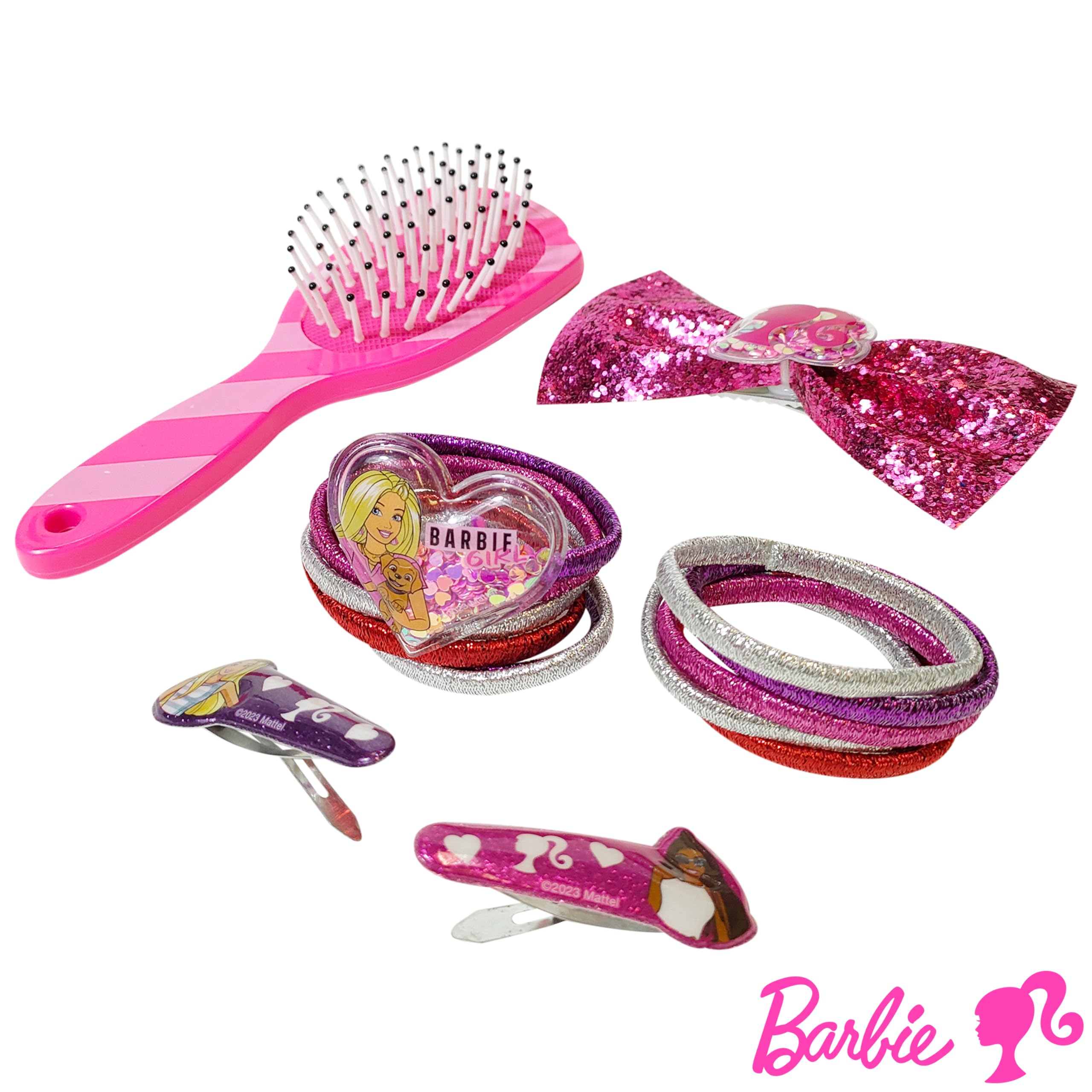 Barbie Accessories - Hair Gift Box With Mini Brush, Bow, PVC Snaps, and Lurex Elastics (Ages 3+) - LuvHer Shop