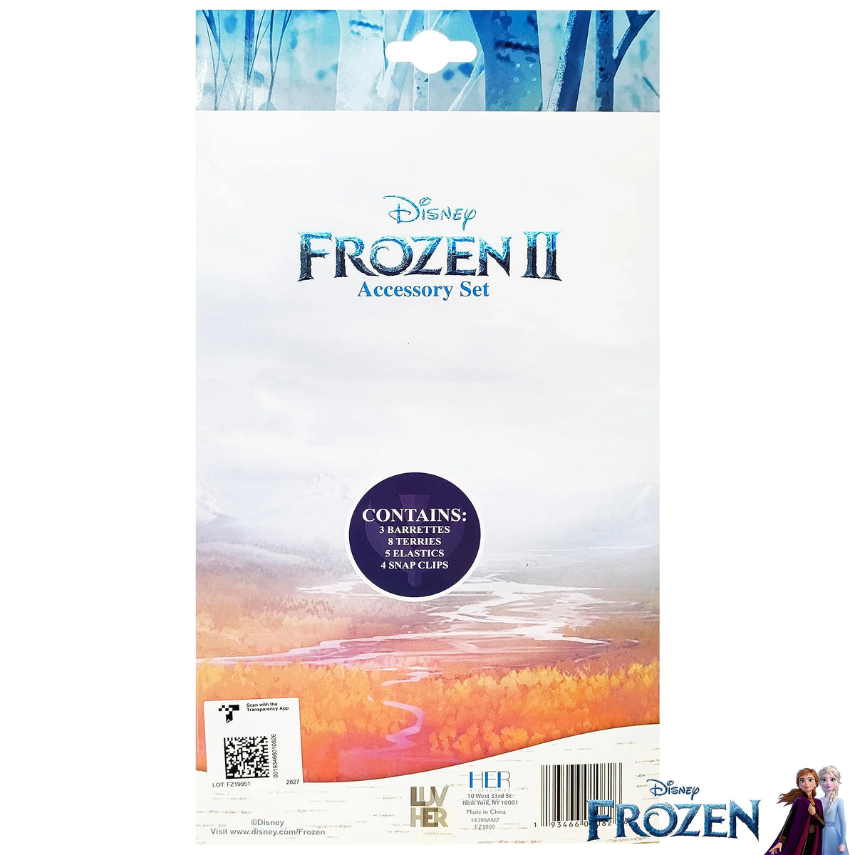 Disney Frozen II Accessory Set packaging with product details, LuvHer Shop branding