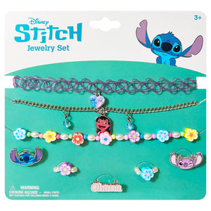 LUV HER Disney Lilo and Stitch Colorful Jewelry 8 pieces Set for Girls, Official Licensed- Necklaces and Metal Charm Rings - Birthday and Party Favor - Ages 3+ - LuvHer Shop